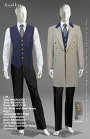 Doorman 9 - Left Vest: M80263 Shirt: M90489 Pants: M80333 Tie: Black and Silver stripe, Right Jacket: M110133 Vest: M80263 Shirt: M90489 Pants: M80333 Tie: Black and Silver stripe