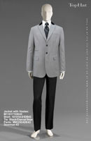 Doorman 43 - Jacket with Vestee: M110171 Shirt: 101010-01 Pants: M90350 Tie: Black and Charcoal Stripe 