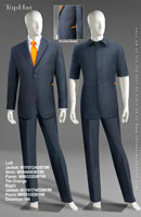 Doorman 196 - Left Jacket: M110124 Shirt: M90489 Pants: M80333 Tie: Orange, Right Jacket: M110174E Pants: M80333