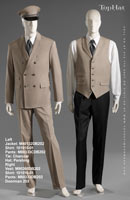 Doorman 202 - Left Jacket: M40132 Shirt: 101010-01 Pants: M80333 Tie: Charcoal Hat: Pershing, Right Vest: M90260 Shirt: 101010-01 Pants: M80333