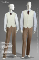 Resort 94 - Female Vest: F60217 Blouse: F50406 Pants: F80355 Tie: Brown, Male Vest: M60220 Shirt: M40434 Pants: M80333 Tie: Brown 