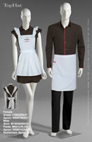 RestaurantApron 31 - Female Dress: F110652 Apron: N90879, Male Shirt: M10048A Pants: M80333 Apron: N50811C