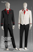 Restaurant Jacket 33 - Left Jacket: M670124C Shirt: M80436A Pants: M80333 Tie: Red Wine, Right Jacket: M4670124C Shirt: M80482B Pants: M80333 Tie: Wide Red
