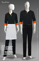 Restaurant Shirt 101 - Female Blouse: F90483 Pants: F90349 Apron: N90872, Male Shirt: M90481D Pants: M90349A