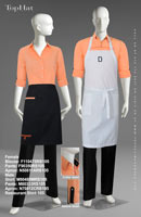 Restaurant Shirt 105 - Female Blouse: F110475 Pants: F90350 Apron: N50811A, Male Shirt: M90481M Pants: M80333 Apron: N70812C