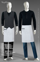 Restaurant Shirt 11 - Left Vest: M40214 Shirt: M90516A Pants: M80333 Apron: N50811A, Right Shirt: M90516A Pants: Dark Jeans Apron: N50811A 