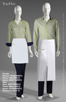 Restaurant Shirt 12 - Female Blouse: F90483K Pants: F90350 Apron: N50811A, Male Shirt: M50416F Pants: M80333 Apron: N70846A