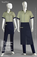 Restaurant Shirt 13 - Female Blouse: F90483N Pants: F90350 Apron: N50811A, Male Shirt: M50416I Pants: M80333 Apron: N70846A