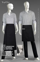 Restaurant Shirt 29 - Female Blouse: F880469C Pants: F90330 Apron: N90873, Male Shirt: M90489D Pants: M90354 Apron: N50811A