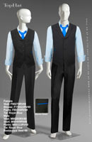 Restaurant Vest 49 - Female Vest: F90270 Blouse: F110422 Pants: F80355 Tie: Royal Blue , Male Vest: M90293 Shirt: M90489 Pants: M80333 Tie: Royal Blue
