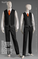 Restaurant Vest 72 - Male Vest: M90264 Shirt: M90422 Pants: M80333 Tie: Orange Silk, Female Vest: F90241 Blouse: F90408 Pants: F80355 Tie: Orange Silk