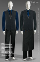 Restaurant Vest 118 - Left Vest: M40222 Shirt: M9066A Pants: M80333 Tie: Black, Vest: M40222 Shirt: M9066A Pants: M80333 Tie: Blue