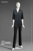 Spa 28 - Female Tunic: F80472 Pants: F80328, Male Shirt: M90493 Pants: M80333