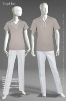 Spa 39 - Female Blouse: F80502 Pants: F80355, Male Shirt: M70508 Pants: M80333