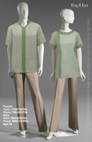 Spa 54 - Female Tunic: F80472 Pants: F80328, Male Shirt: M90493 Pants: M80333