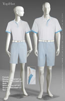 Spa 141 - Female Blouse: F70502 Shorts: F80312A, Male Shirt: M70502 Shorts: M60349