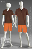 Spa 167 - Female Blouse: F70501 Shorts: F60343, Male Shirt: M70503 Shorts: M60349